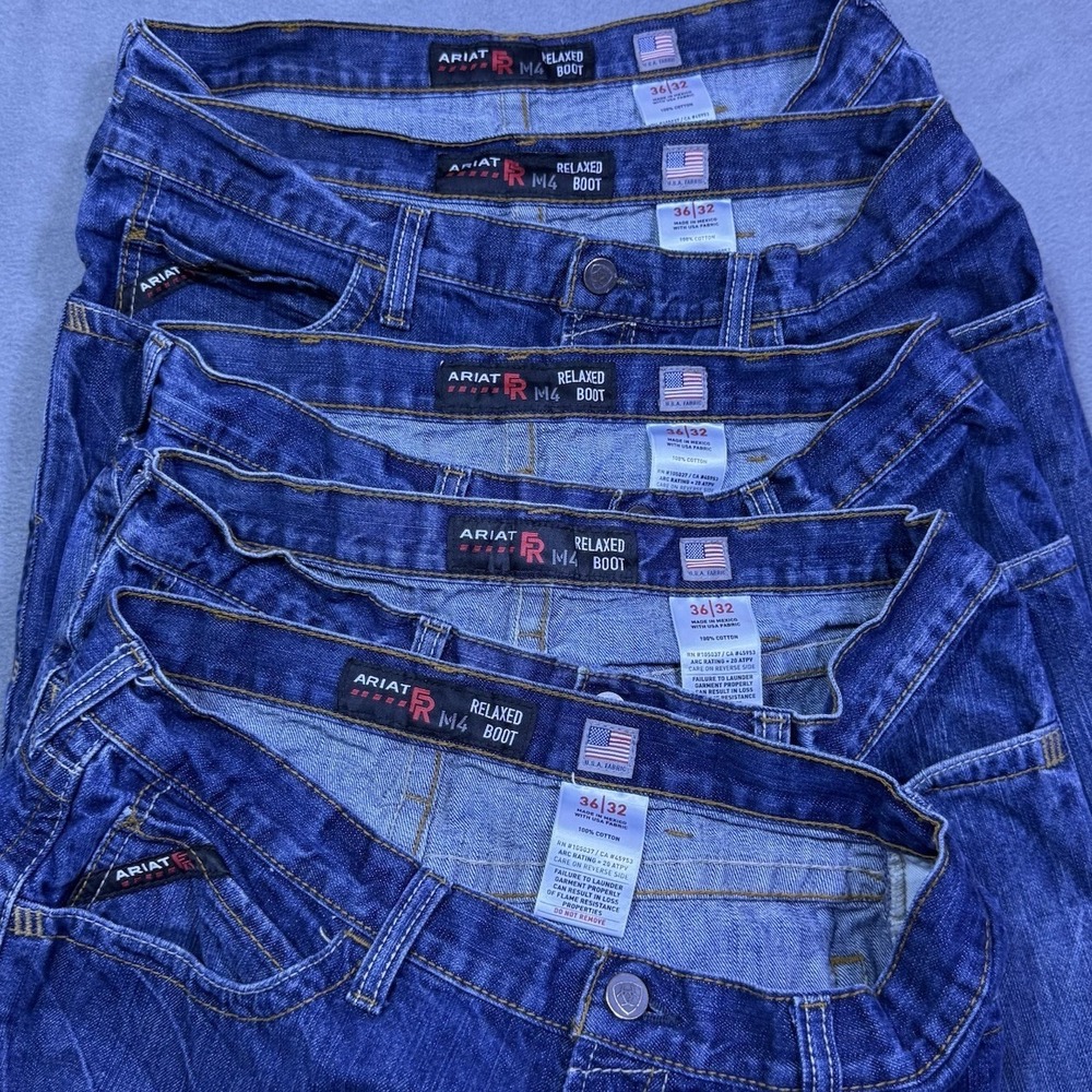 Lot Of 5 Ariat FR Jeans Mens 36x32 M4 Relaxed Bootcut Fire Resistant CAT2 Work